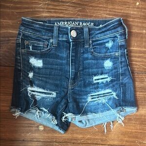 American Eagle Outfitters Blue Jean Shorts Distressed Style